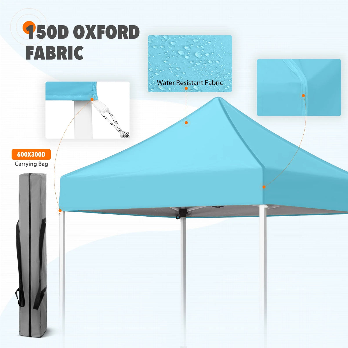 EAGLE PEAK 5x5 Pop Up Canopy Tent Instant Outdoor Canopy Easy Set-up Straight Leg Folding Shelter（Blue）
