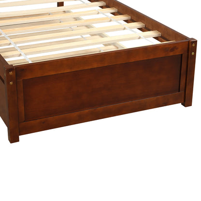 Aukfa Twin Platform Bed with Trundle - Trundle Bed with Headboard for Kids Teens - White