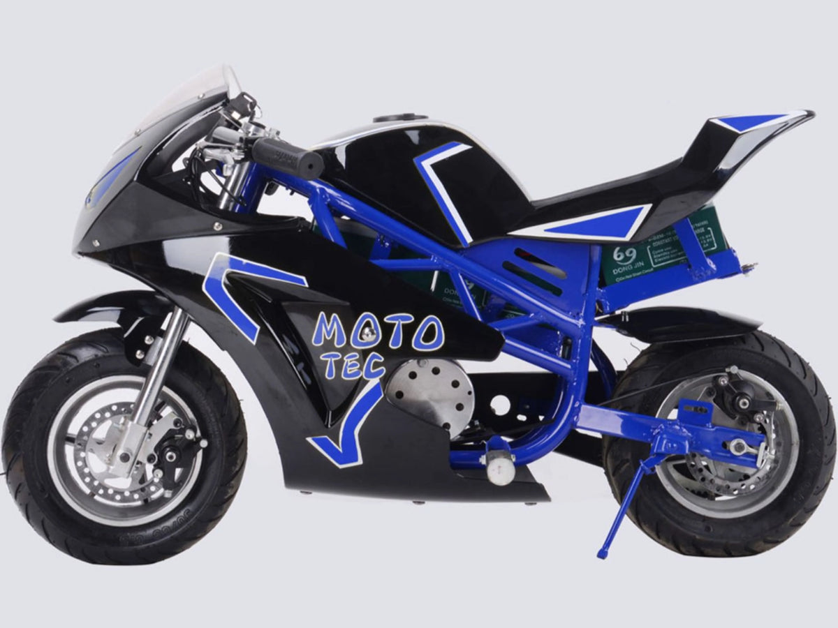 MotoTec 36v 500w Electric Powered Pocket Bike Mini Motorcycle GT Blue