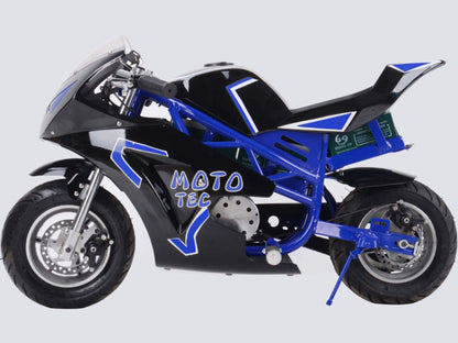 MotoTec 36v 500w Electric Powered Pocket Bike Mini Motorcycle GT Blue