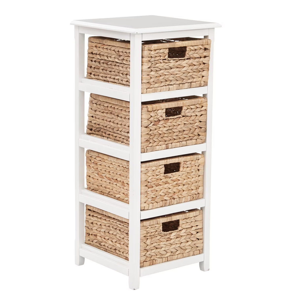 OSP Home Furnishings Seabrook Four-Tier Storage Unit With Espresso Finish and Natural Baskets