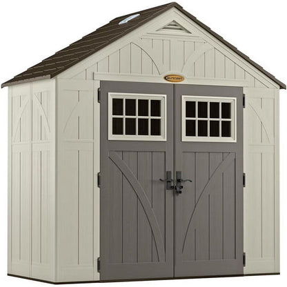 Suncast Metal and Resin Storage Shed, Vanilla, 8ft x 10ft, 547 Cu. ft. coverage area