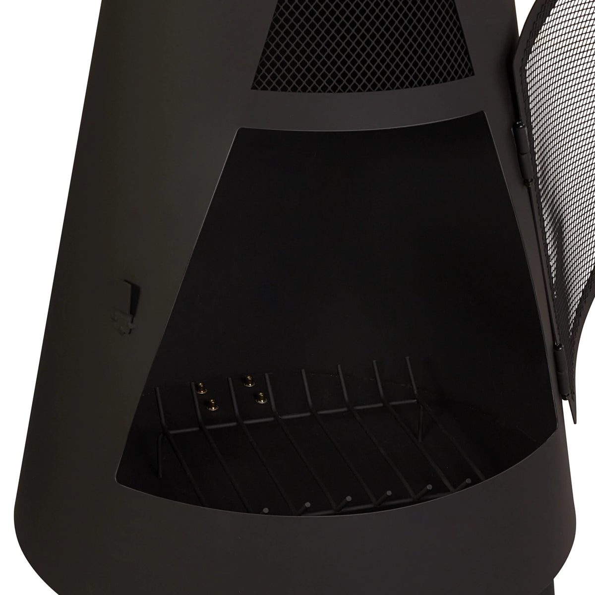 Mainstays 67�?Tall Round Powder-Coated-Black Finish Steel Wood Burning Chiminea
