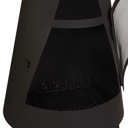 Mainstays 67�?Tall Round Powder-Coated-Black Finish Steel Wood Burning Chiminea