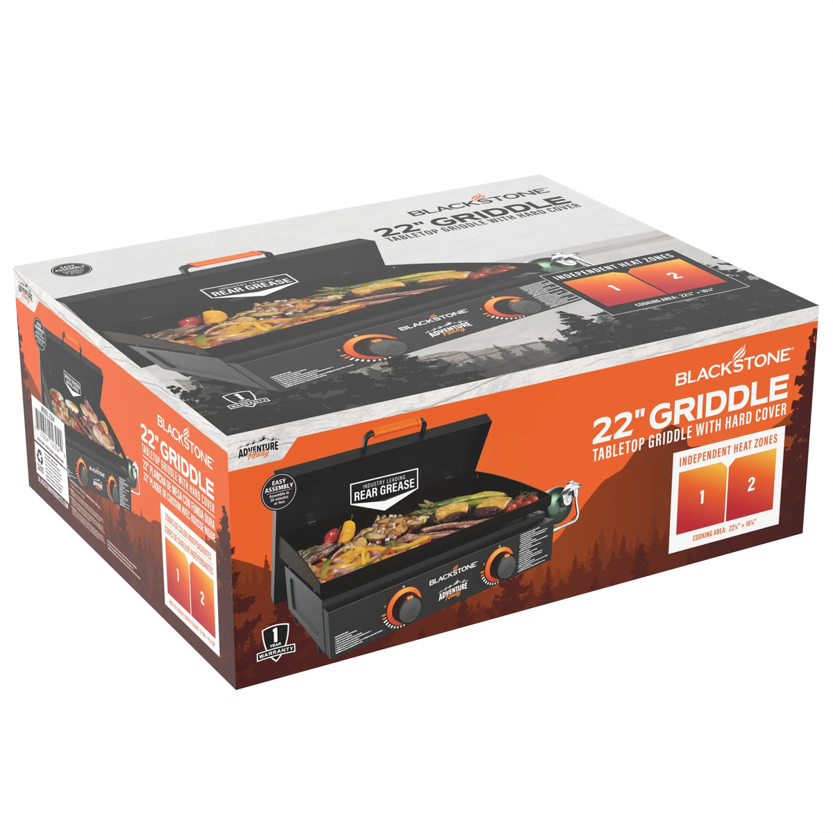 Blackstone Adventure Ready 2-Burner 22" Propane Griddle with Hard Cover in Black