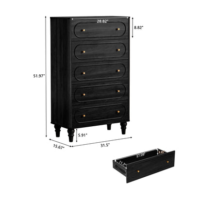 YOCWO 3 Drawer Nightstand, Classic Chest of Drawers with Arc Edge, Walnut
