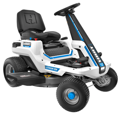 HART 80-Volt 30-inch Deck Lithium-Ion Riding Lawn Mower Kit, (1) Super Charger
