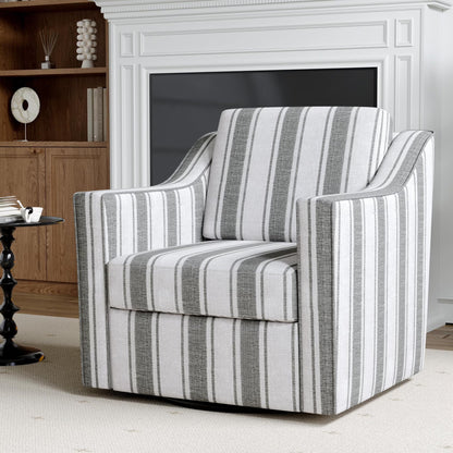 Swivel Accent Chair for Living Room, Modern Upholstered Barrel Arm Chair with Plump Back Pillow, Comfy Club Sofa Reading Chair for Adults (Chenille Navy, Set of 1)