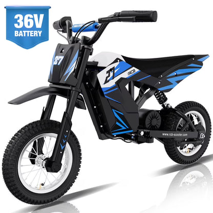 RCB Electric Dirt Bike,36V&300W&10Miles,3 Speed Modes Motocross for Kids Ages 3-12 Red