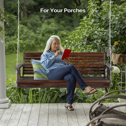 3-person Wood Porch Swing Brown