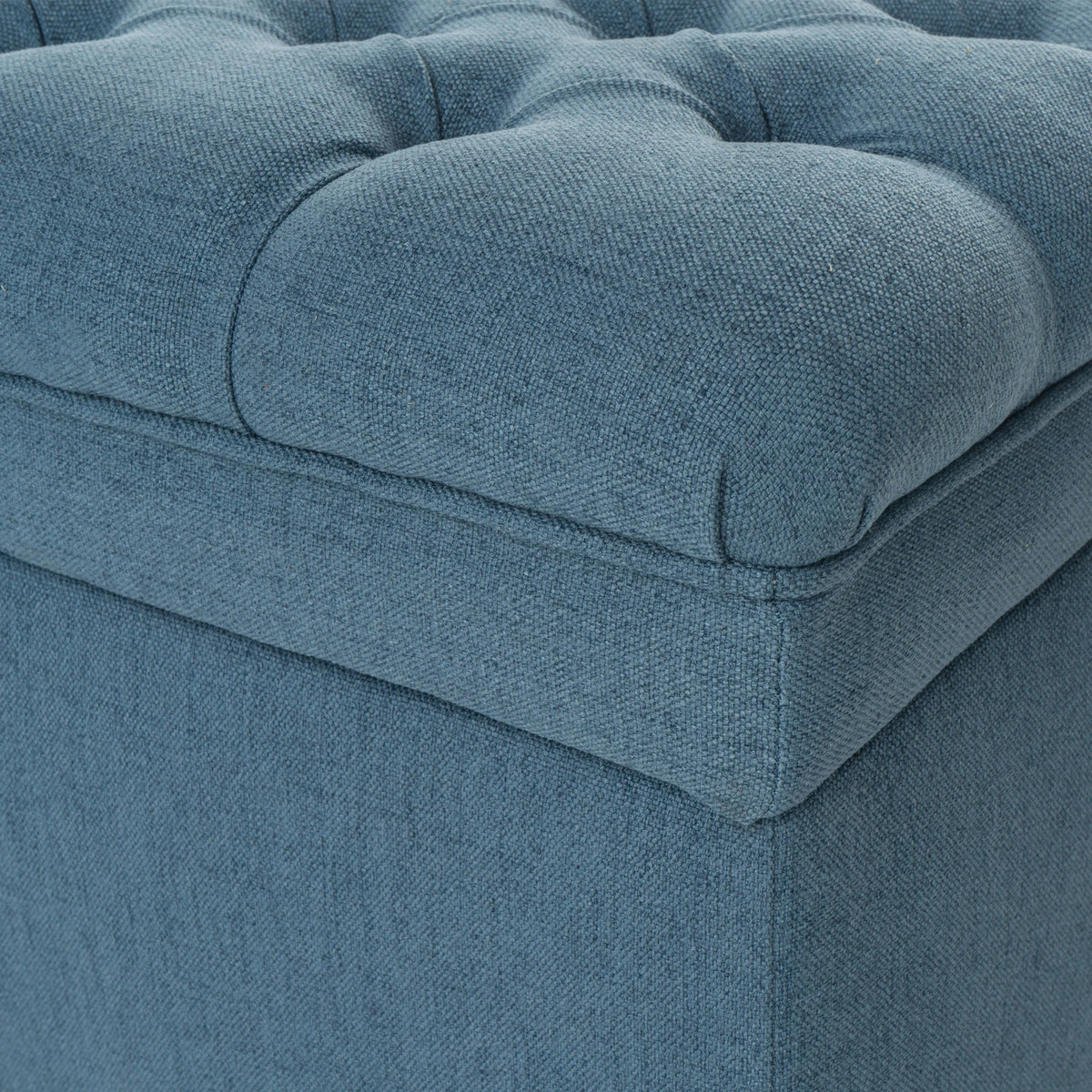 Noble House Hampton Contemporary Fabric Upholstered Storage Ottoman, White and Blue Floral