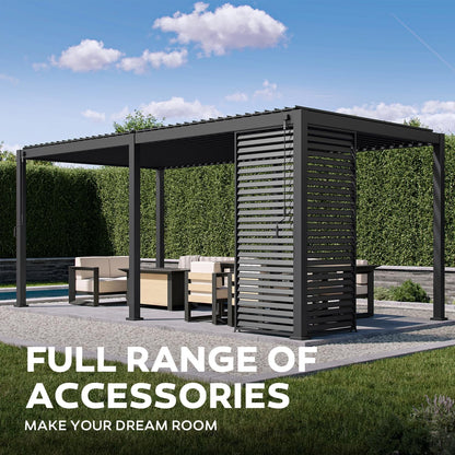 Mirador 10'x 10' 111S Outdoor Aluminum Pergola w/ Adjustable Rainproof Louver for Garden, Patio, Backyard, Takasho/Wood Grain