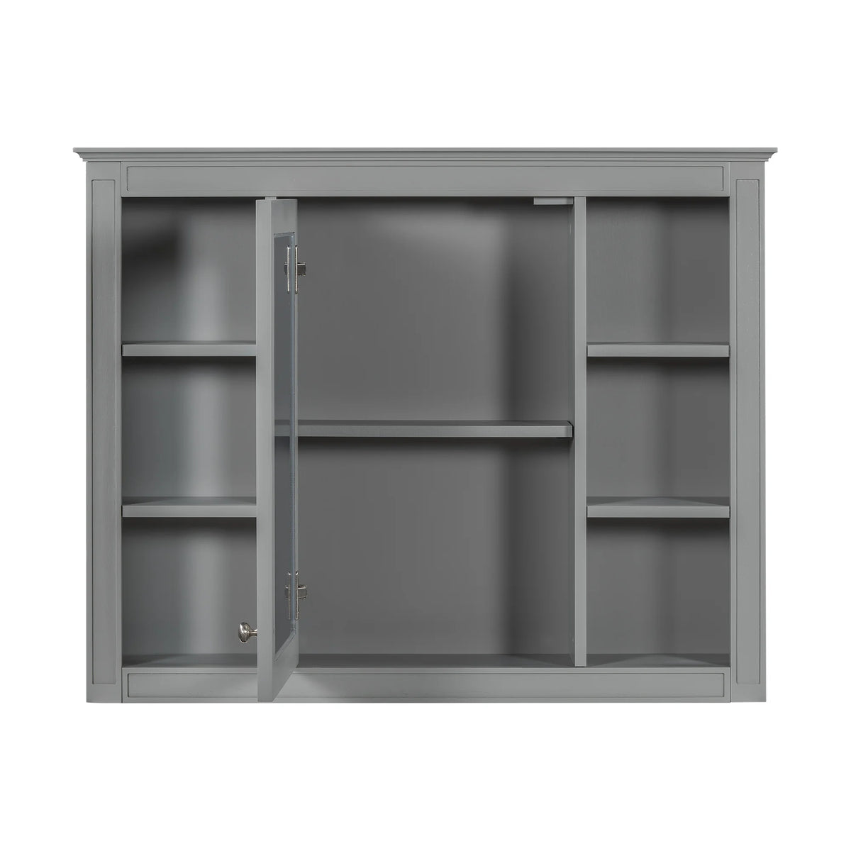 Furvclv Bathroom Wall Mirror Cabinet Modern Wall Mounted Cabinet Storage Organizer With Single Mirror Door 6 Open Shelves