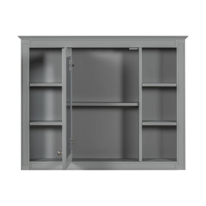 Furvclv Bathroom Wall Mirror Cabinet Modern Wall Mounted Cabinet Storage Organizer With Single Mirror Door 6 Open Shelves