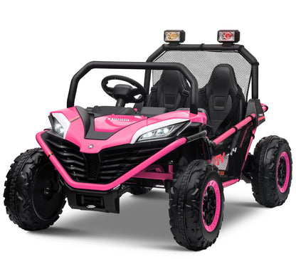 OTTORD 24 V Ride on Car UTV 2 Seater, 2x200W Electric Car Truck with Metal Frame, Brake&Gas Pedal, EVA Tires,3 Speed (Purple Pink)