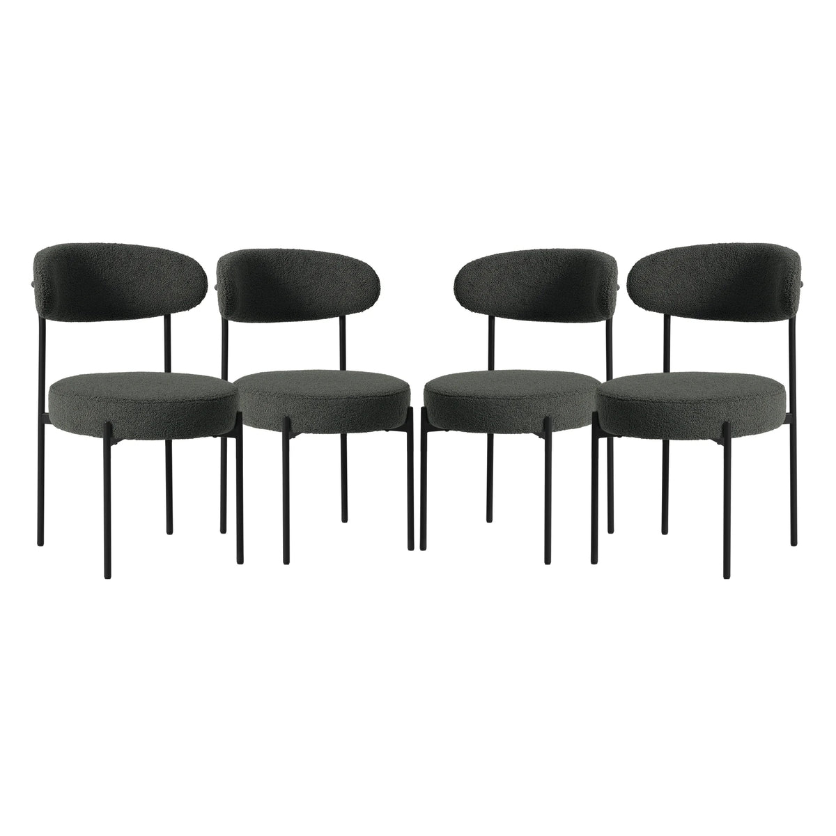 WestinTrends Alexandria Mid-Century Modern Upholstered Sherpa Round Dining Chairs (Set of 4), Sunset Gold