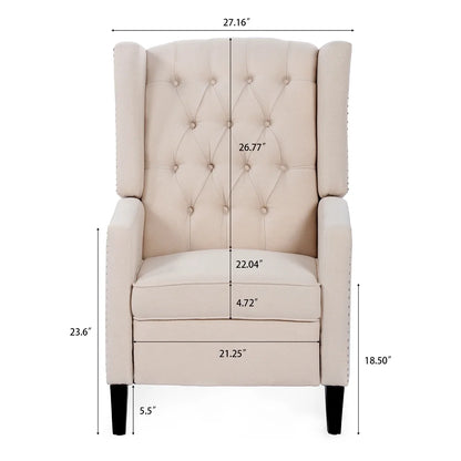 Triple Tree Modern Fabric Foam Wood Solid Print Nailhead Trim Accent Chair, Beige