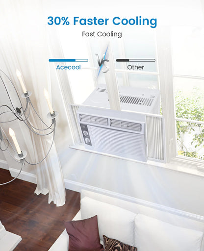 GAOMON 6000 BTU Window Air Conditioner, Cools Up to 350 Sq. Ft, Window AC Unit with Remote, 3 fan speeds, Sleep mode, Auto Restart, 24H Timer Window Air Conditioner, 115V/60Hz, White