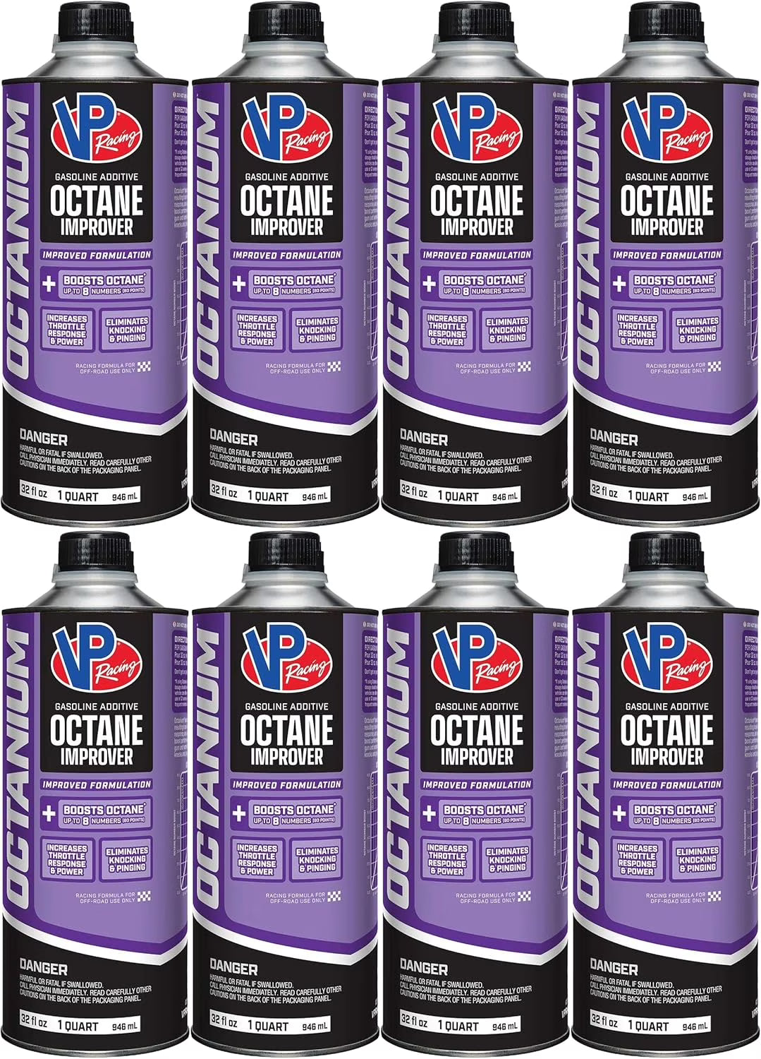 VP Racing Fuels 2855, Madditive Octanium Octane Booster Racing Formula - Quart (8 Pack)