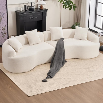 Loveseat Sectional Sofa for Living Room, 65’�?Modern Luxury Plush Chenille Extra Deep Seat Curved Cloud Floor Couch with 3 Throw Pillows for Small Spaces, No Assembly Needed, Sapphire Blue