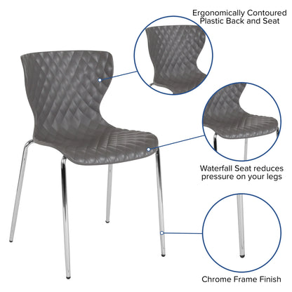 BizChair 4 Pack Contemporary Design Orange Plastic Stack Chair
