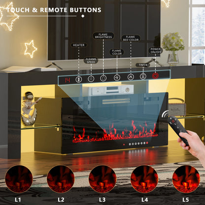 70" Electric Fireplace TV Stand by GetYes - Sleek White Design with Adjustable Flame & Remote Control, Perfect for Living Room