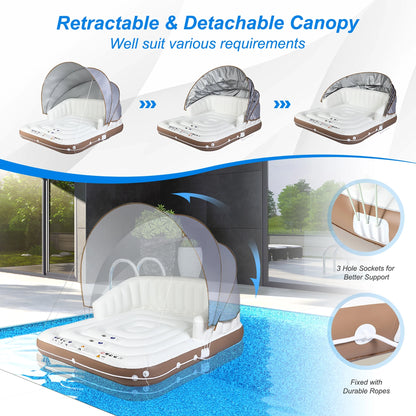 Costway Canopy Inflatable Pool Float Lounge Swimming Raft