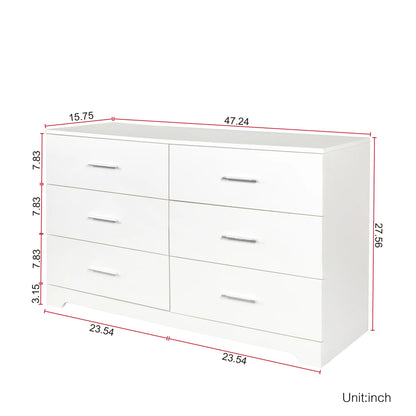 Ktaxon Bedroom Dresser with 6 Drawers, Wooden Double Dresser for Entryway, Wide Storage Cabinet for Living Room, Black