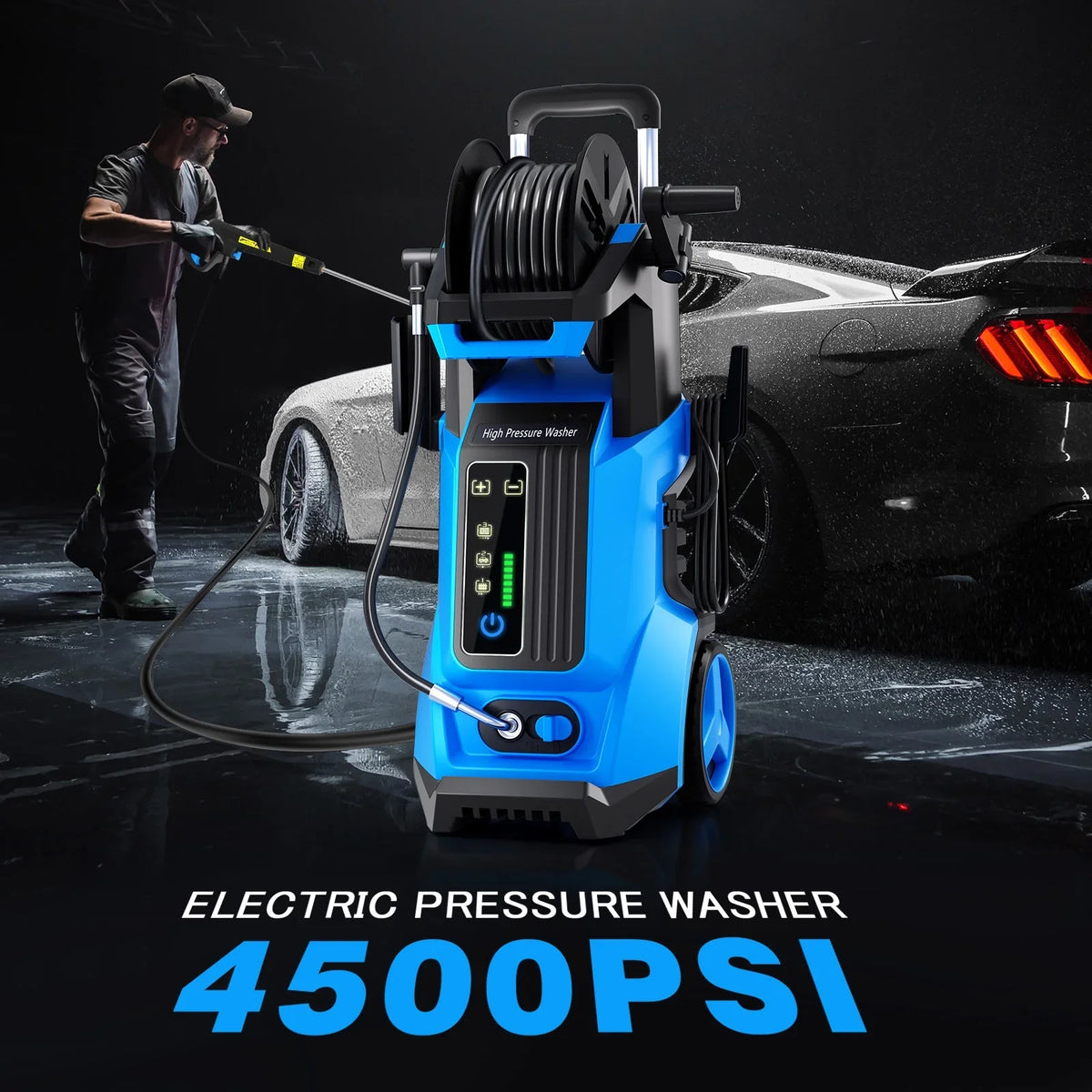 SUGIFT Electric Pressure Washer 4500PSI-Max 3.2GPM with Touch Screen Adjustable Pressure and 5 Nozzles Power Washer Cleaning for Patio,Blue