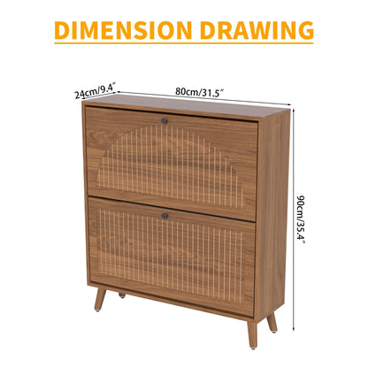 Shoe Storage Cabinet with 2 Flip Drawers, Modern Shoe Cabinet Storage for Entryway, Entryway Shoe Storage