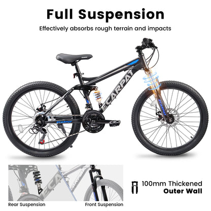 A2660 26 Inch Mountain Bike, 21-Speed Disc Brakes, Durable Frame, Front, Rear Dual-Shock Absorption, Unisex for Commuting, Travel, School, Mountain and City Road Cycling