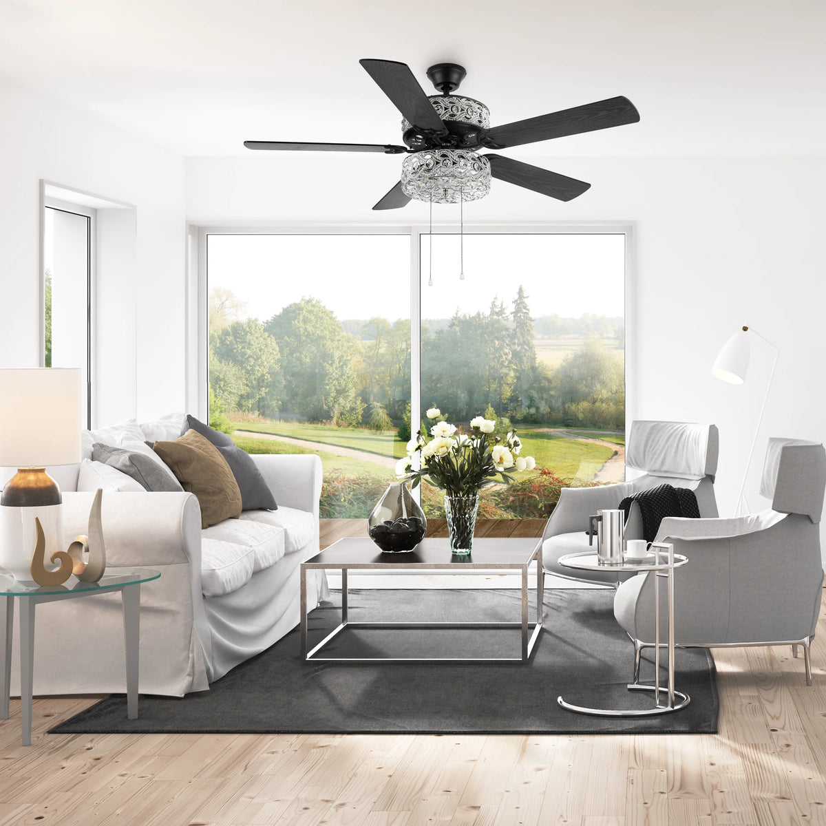 River of Goods 52" 5 Blade Luxe Enlaced Crystal LED Ceiling Fan with Light