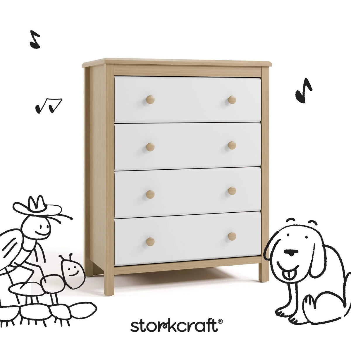 Storkcraft Alpine 4 Drawer Nursery Dresser, White