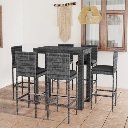 vidaXL Patio Bar Set Outdoor Bistro Set Bar Stool Bistro Table Poly Rattan