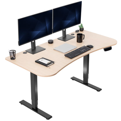 VIVO Reclaimed Wood / Black 63�?x 32�?Electric Height Adjustable Stand Up Desk