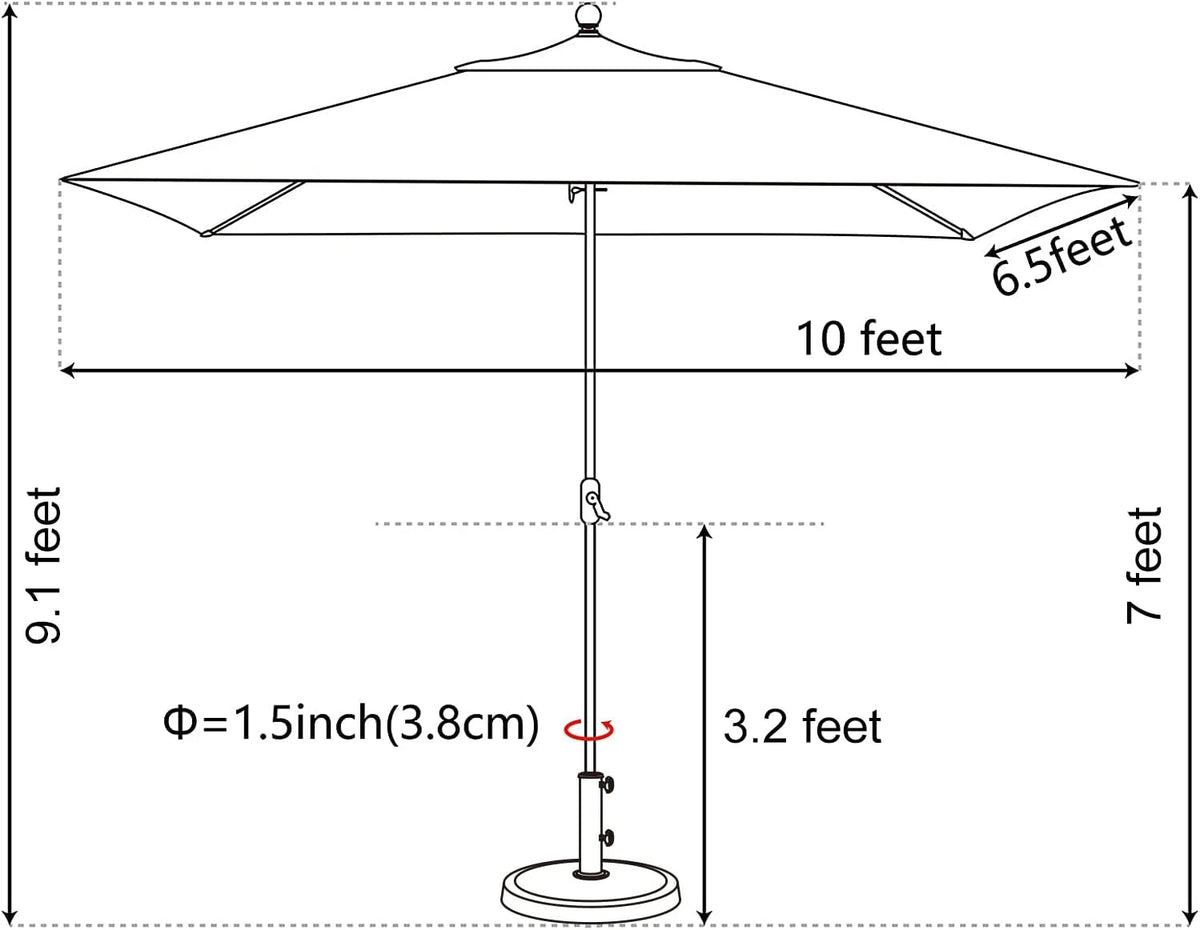 EliteShade Sunumbrella 6x6Ft Square Market Umbrella with Ventilation