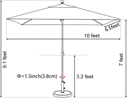 EliteShade Sunumbrella 6x6Ft Square Market Umbrella with Ventilation