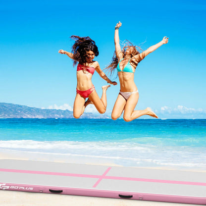 Goplus 10FT Air Track Inflatable Gymnastics Tumbling Mat w/ Pump Pink