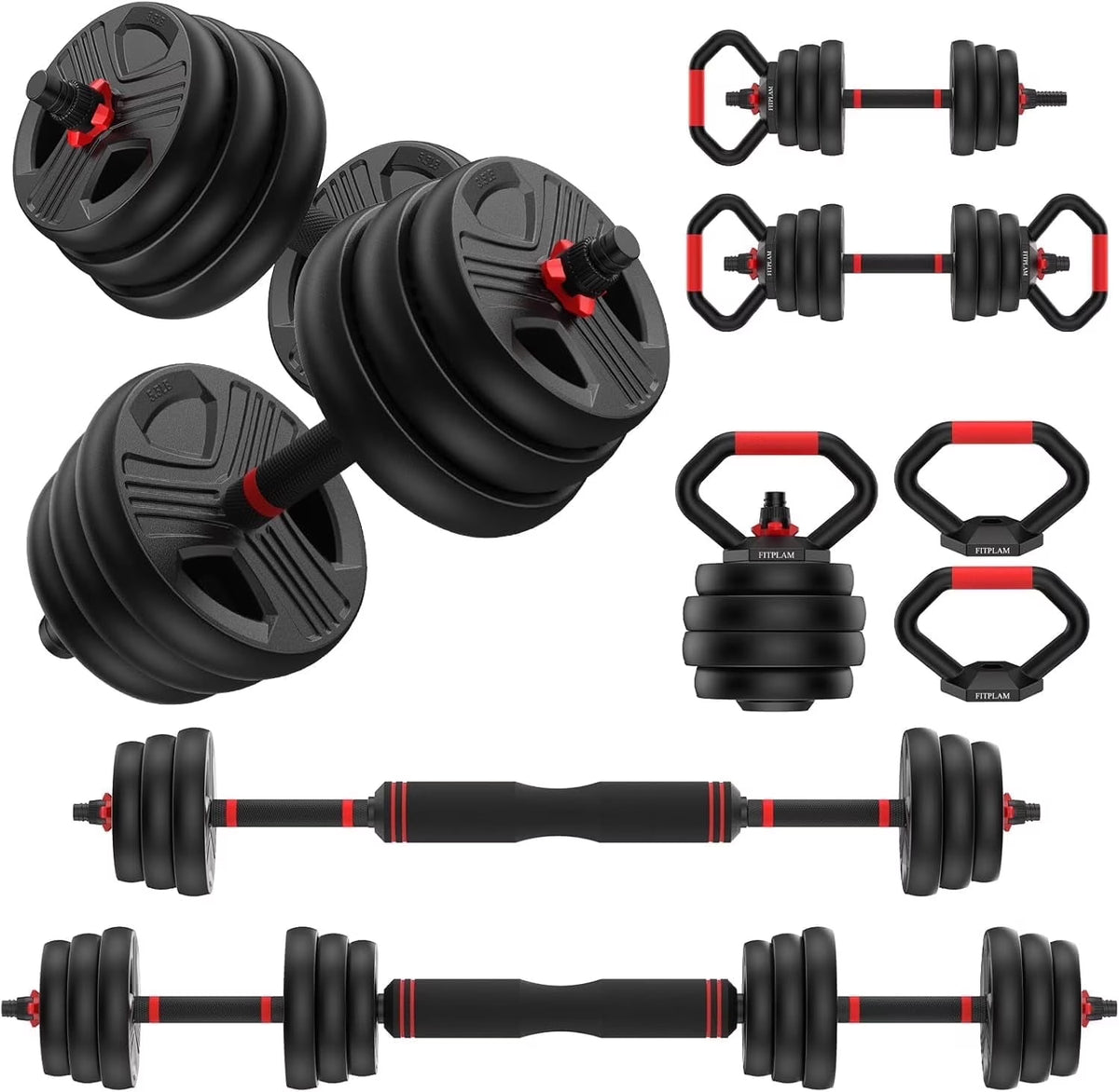 UPGO Adjustable Dumbbells Set 25LB A Pair Dumbbells Weights, 5 in 1 Free Weights 5/10/15/20/25lb/50lb Dumbbell with Anti-Slip Handle, Suitable for Home Gym Exercise Equipment