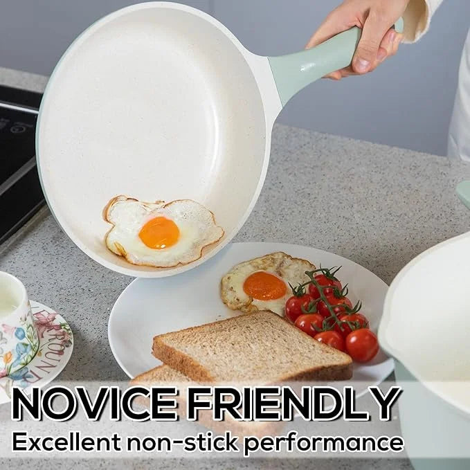 Romswi Nonstick Pots and Pans Set, 23 Piece Induction Cookware Sets Non-stick Ceramic Kitchen Sets with Utensil, Green