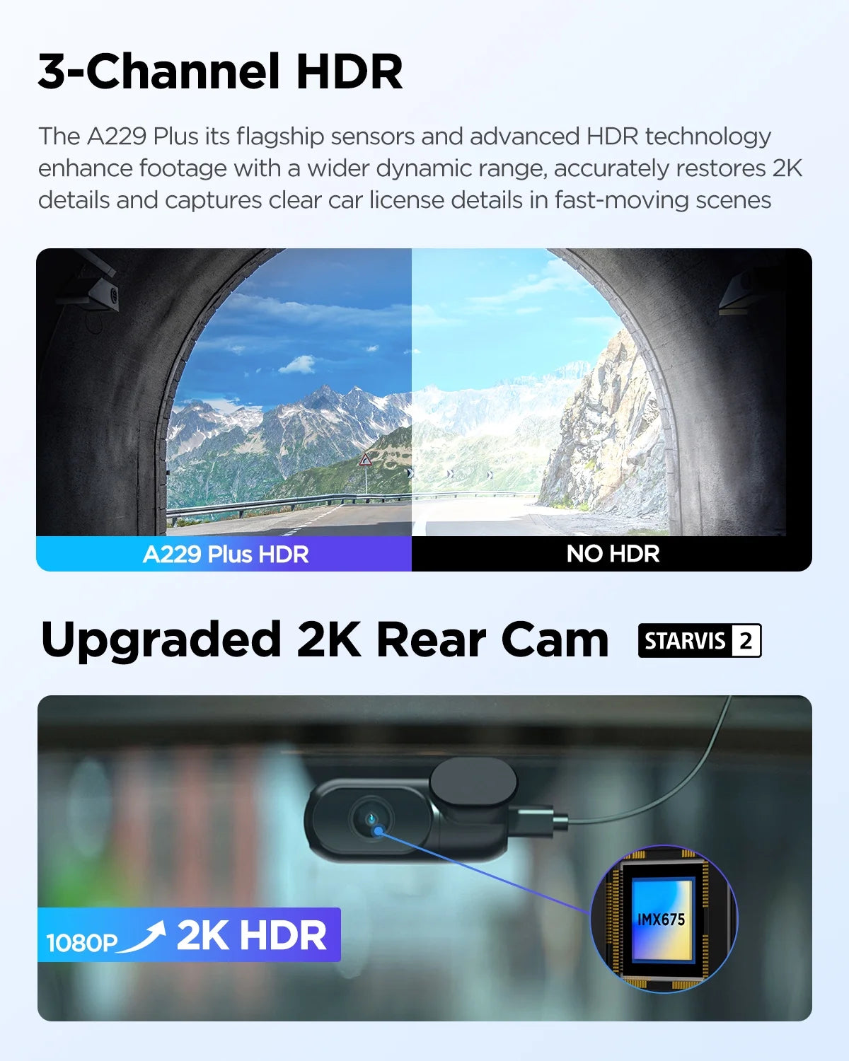 VIOFO A229 Plus Dash Cam with Dual STARVIS 2 Sensors, 2 Channel HDR, 1440P+1440P Front and Rear, Voice Control Car Dash Camera, 5GHz Wi-Fi, Ultra-Precise GPS, 24 Hours Parking Mode, Support 512GB Max