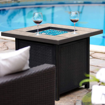 Propane Fire Pit Table Gas Fire Pit Table BALI OUTDOORS 32���� Square Fire Pit Brown