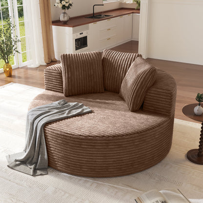 Sodrens Oversized Chaise Lounge Chair Indoor,Upholstered Sofa Bed with Throw Pillows and Armrests,Sleeper Chair for Living Room,Bedroom,Brown,Corduroy