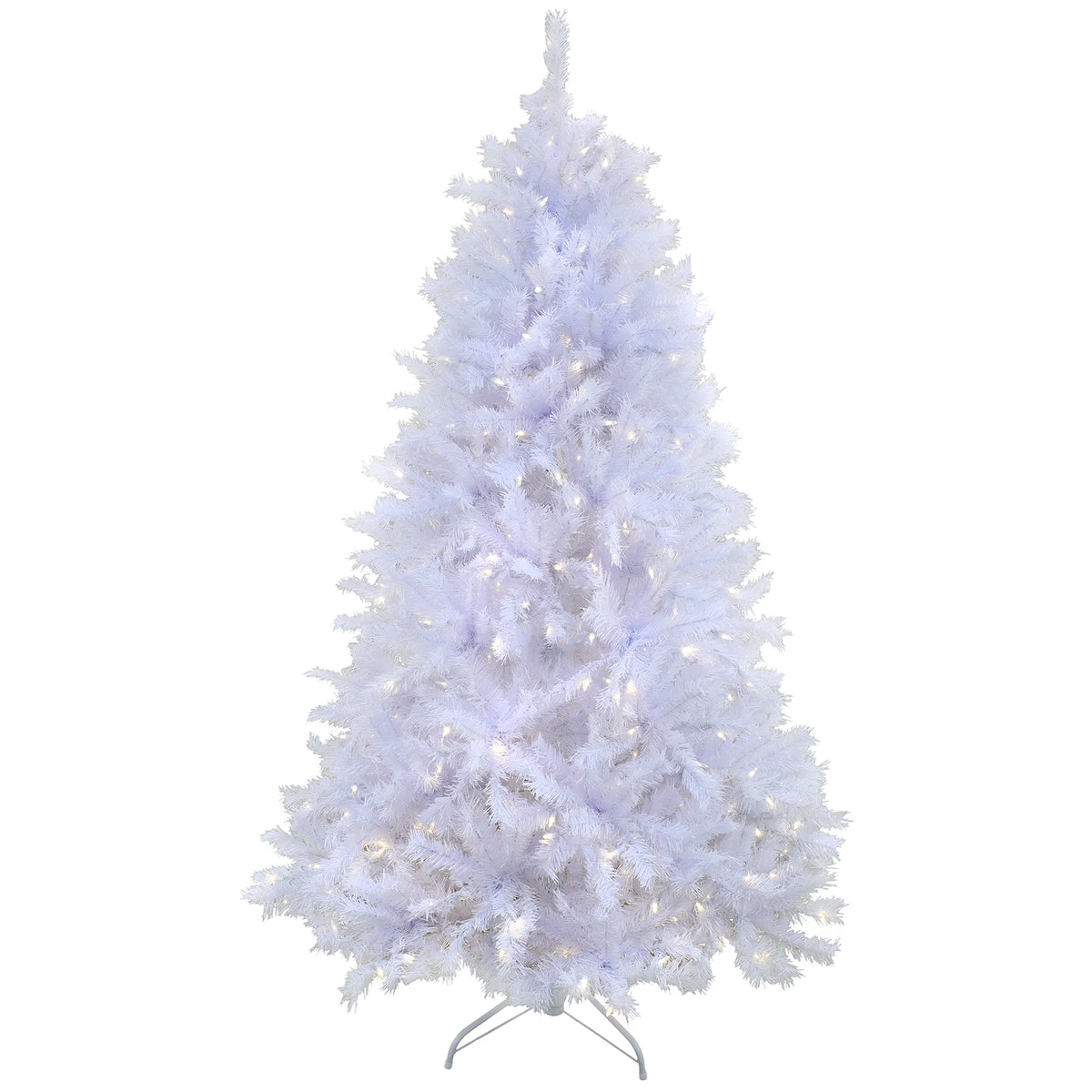 6.5 ft. Pre-Lit Artificial Millville Christmas Tree, White, 400 Warm White LED Lights, PowerConnect System, Includes Stand