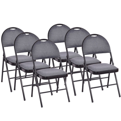 Costway Set of 6 Folding Chairs Fabric Upholstered Padded Seat Metal Frame Home Office Beige