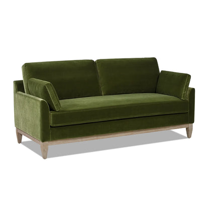 Velvet Sofa Couch, Mid Century Modern 75.5 inch 3-Seater Sofa with Back Cushions and 2 Bolster Pillows, for Small Space,Bedroom, Apartment, Olive Green