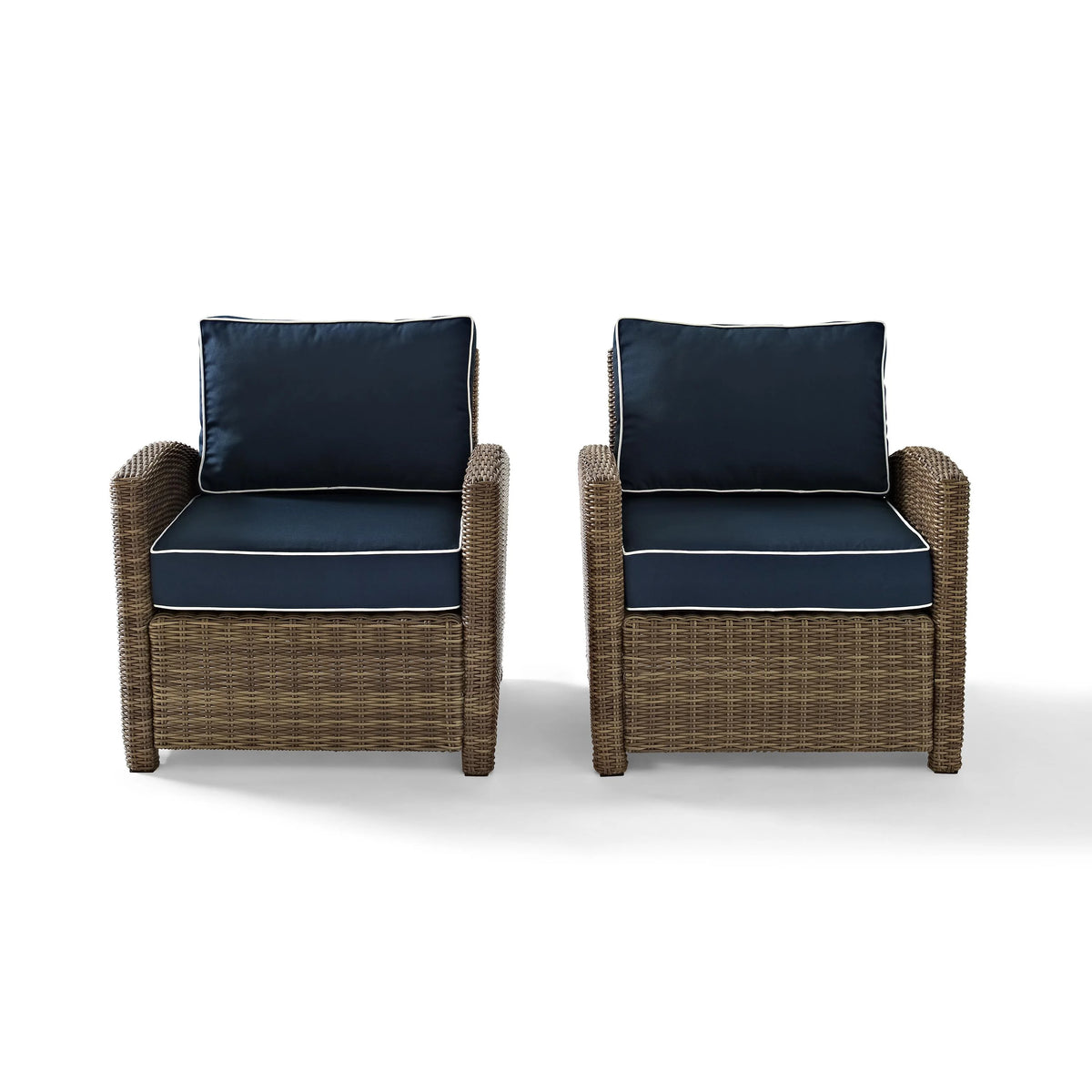 Crosley Brands Bradenton 2Pc Outdoor Wicker Chair Set Sand/Weathered Brown - 2 Arm Chairs