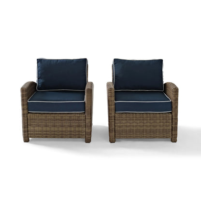 Crosley Brands Bradenton 2Pc Outdoor Wicker Chair Set Sand/Weathered Brown - 2 Arm Chairs