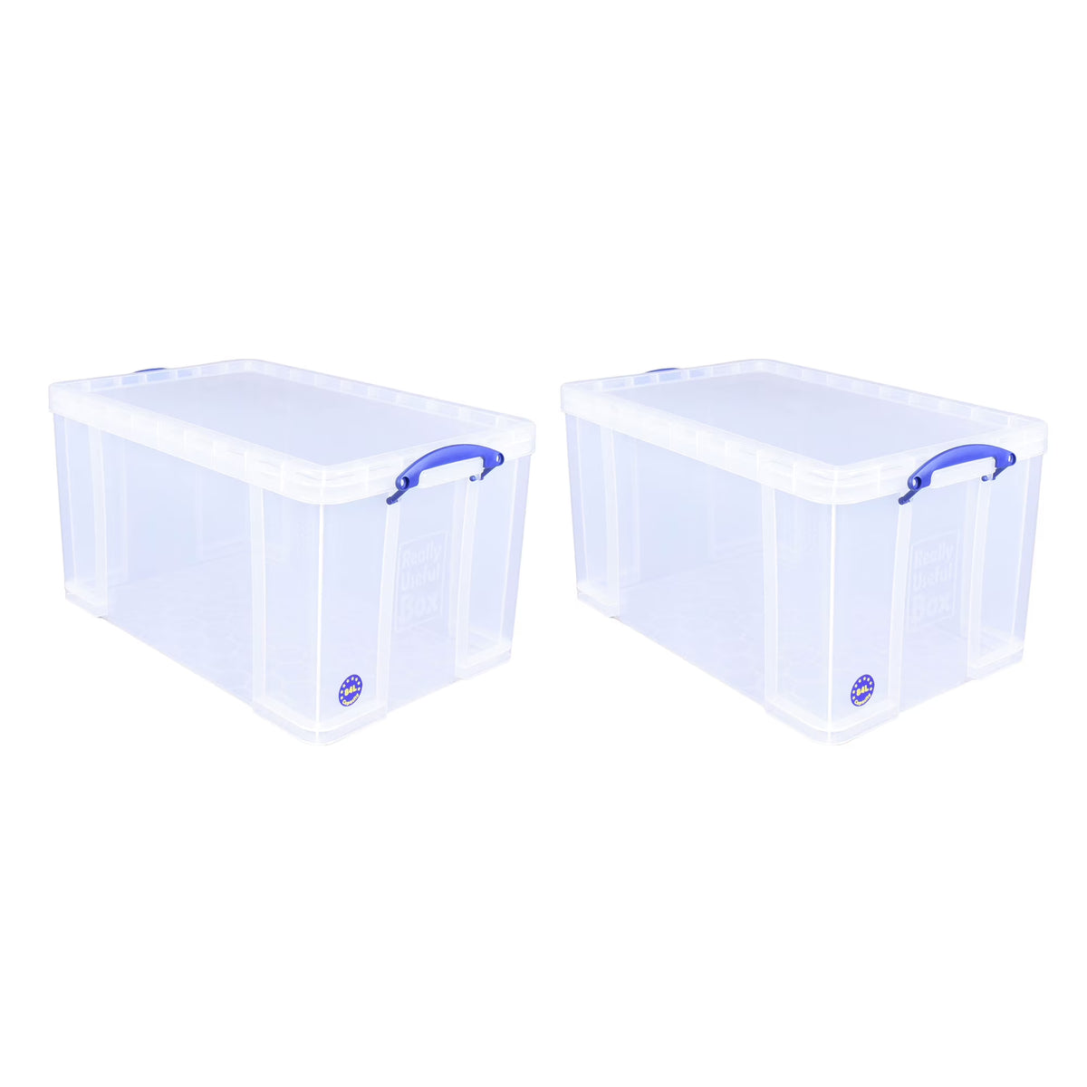 Really Useful Box 84L Storage Bin w/Snap Lid & Clip Lock Handle, 2 Pack,
