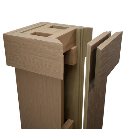 Ekena Millwork 18"W x 5'H Hand Hewn Endurathane Faux Wood Non-Tapered Square Column Wrap with Standard Capital & Base